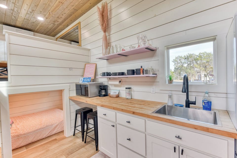 Barstool seating in the kitchenette