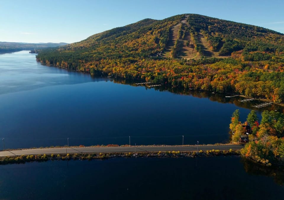 Ariel view of pleasant mountain in the fall