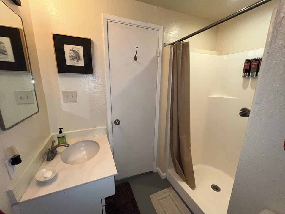 Bathroom with shower.