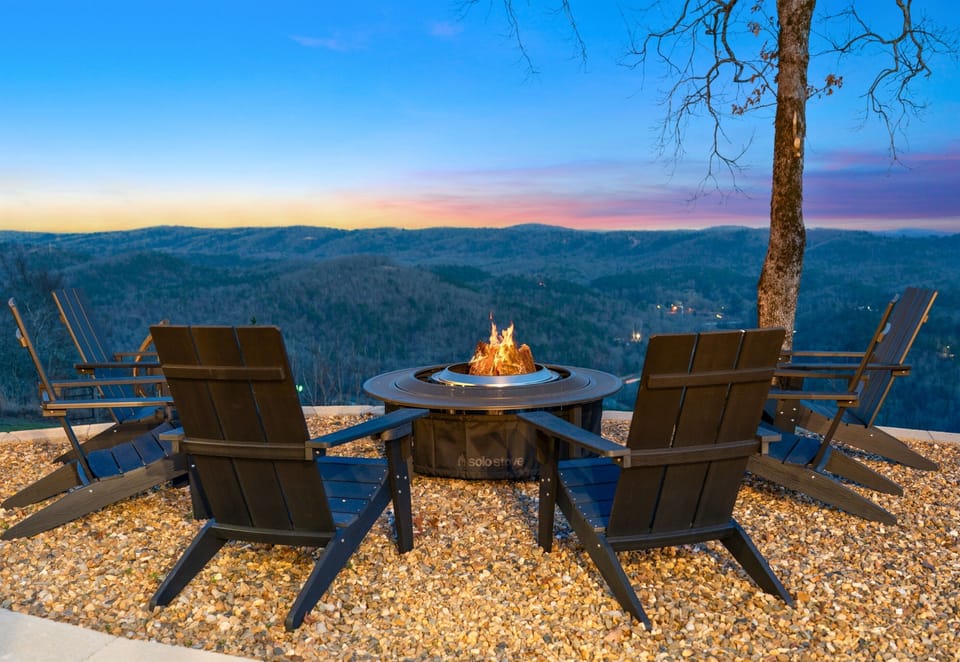 Gather around the fire pit as the sun dips below the horizon, sharing stories and laughter while the mountains glow in the distance.