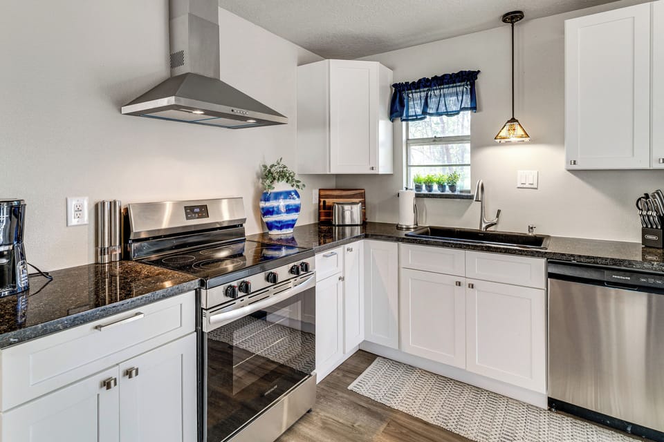 Kitchen | Central Heating & A/C | In-Unit Laundry