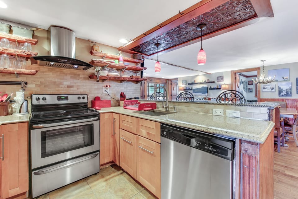 Plenty of prep space for family meals or group cooking.