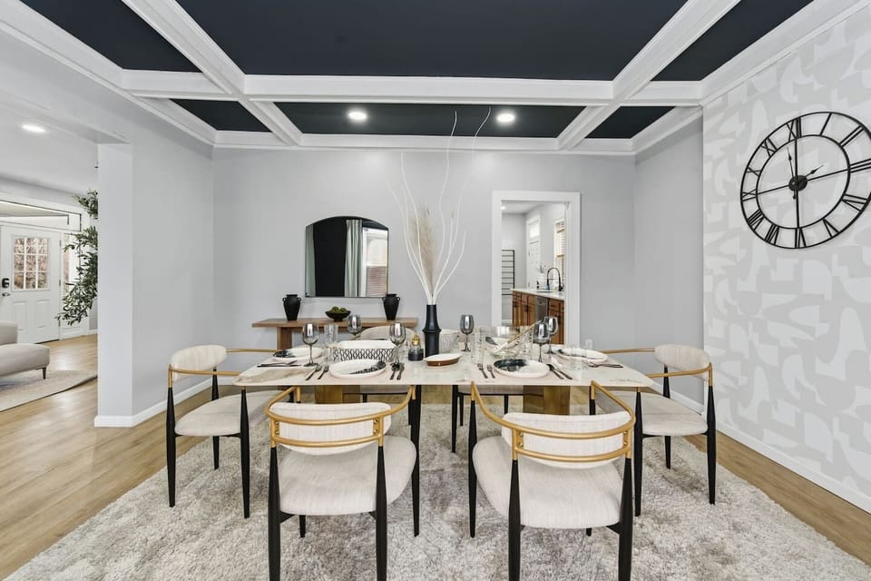 Roomy dining table for gatherings.