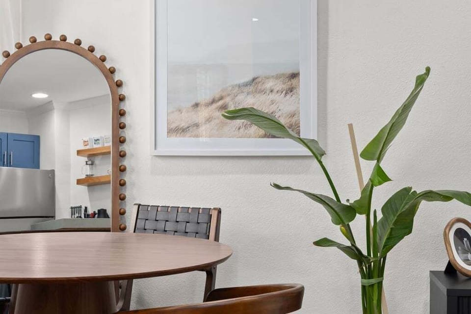 Lovely art and photography detail in the living area. 