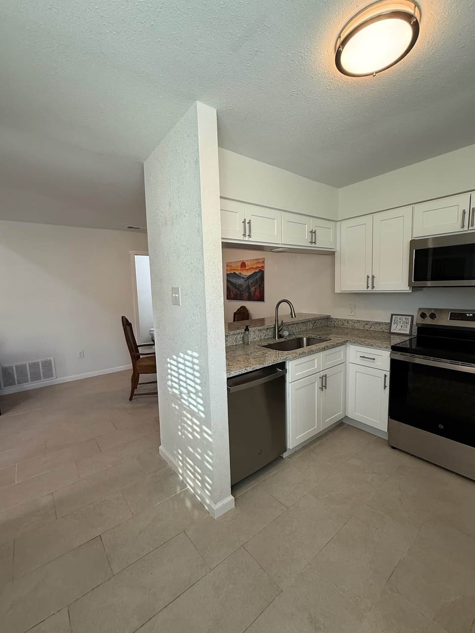 Kitchen into dining area