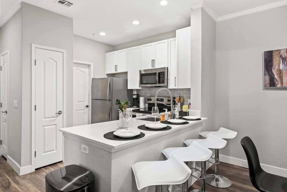 Kitchen island with bar stools