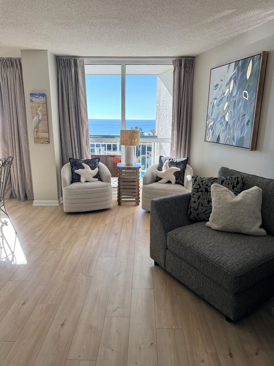 Large living room with ocean view