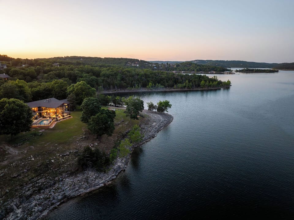 Aerial views capture the beauty of lake life, endless water, peaceful surroundings, and unforgettable sunsets.