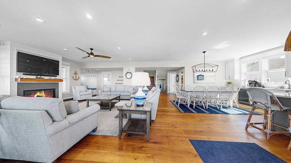 Living room open to the dining area and kitchen