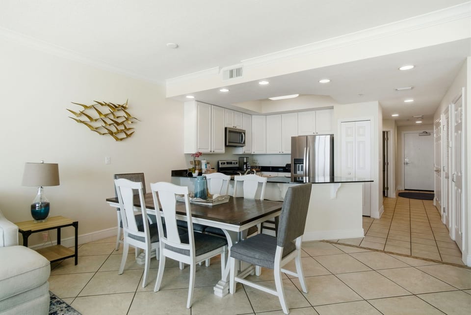 Dining table with seating for six