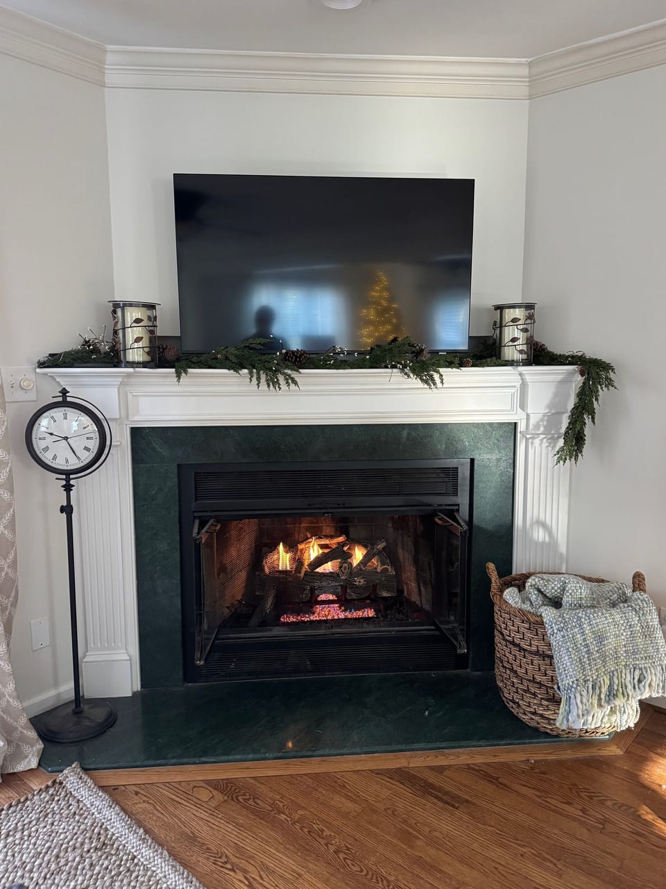 Fireplace in family room. 