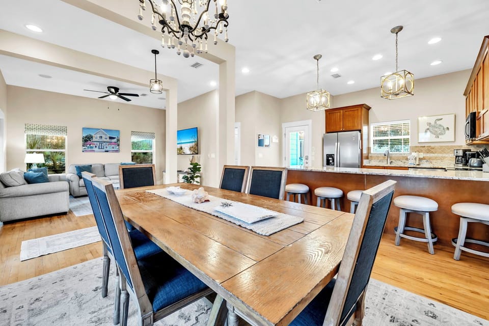Gather around this elegant dining table for family dinners, morning coffee, or game night..