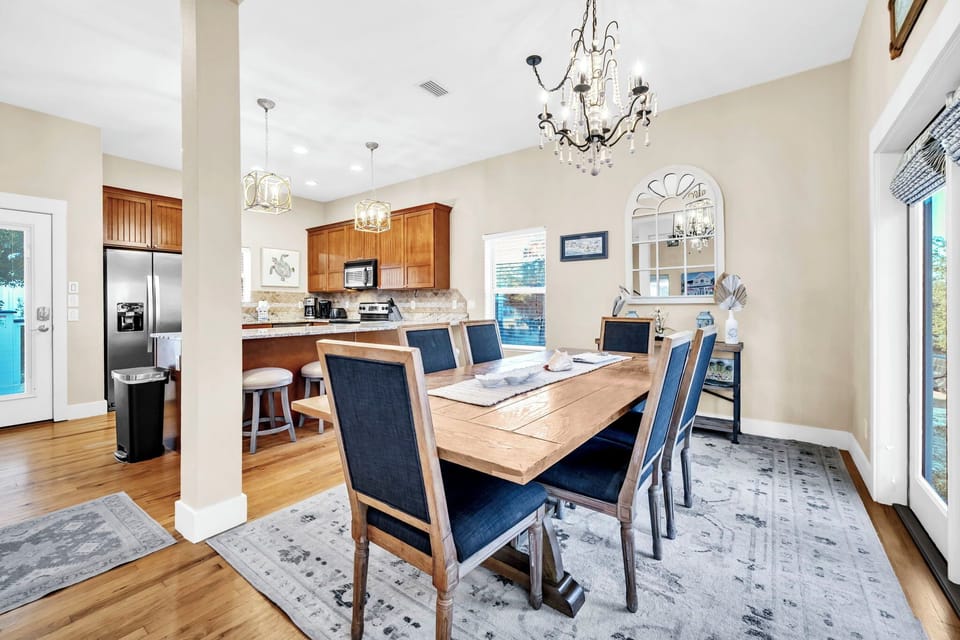 Gather around this elegant dining table for family dinners, morning coffee, or game night..