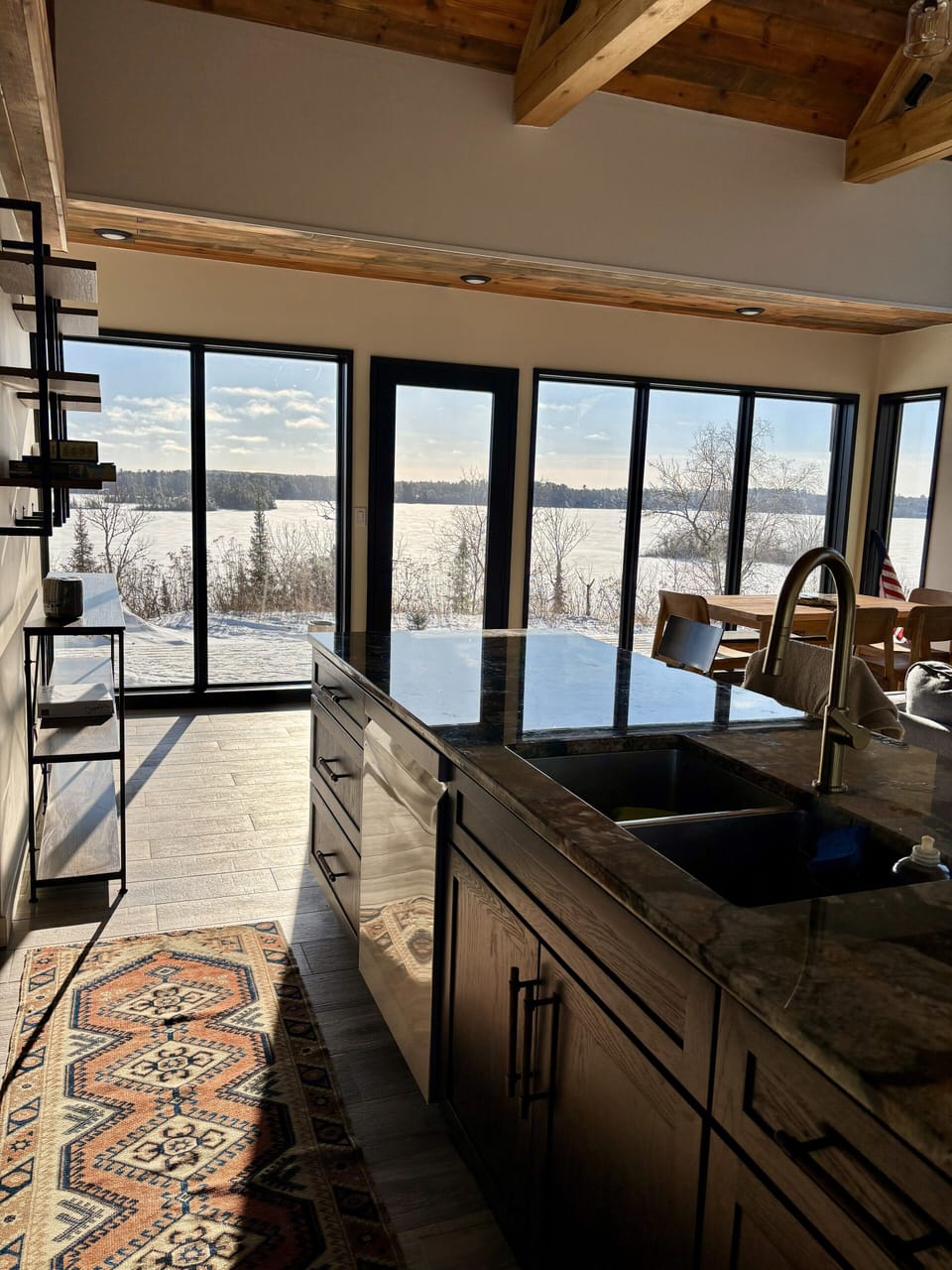 Lake views from the kitchen, looking south across Daisy Bay.