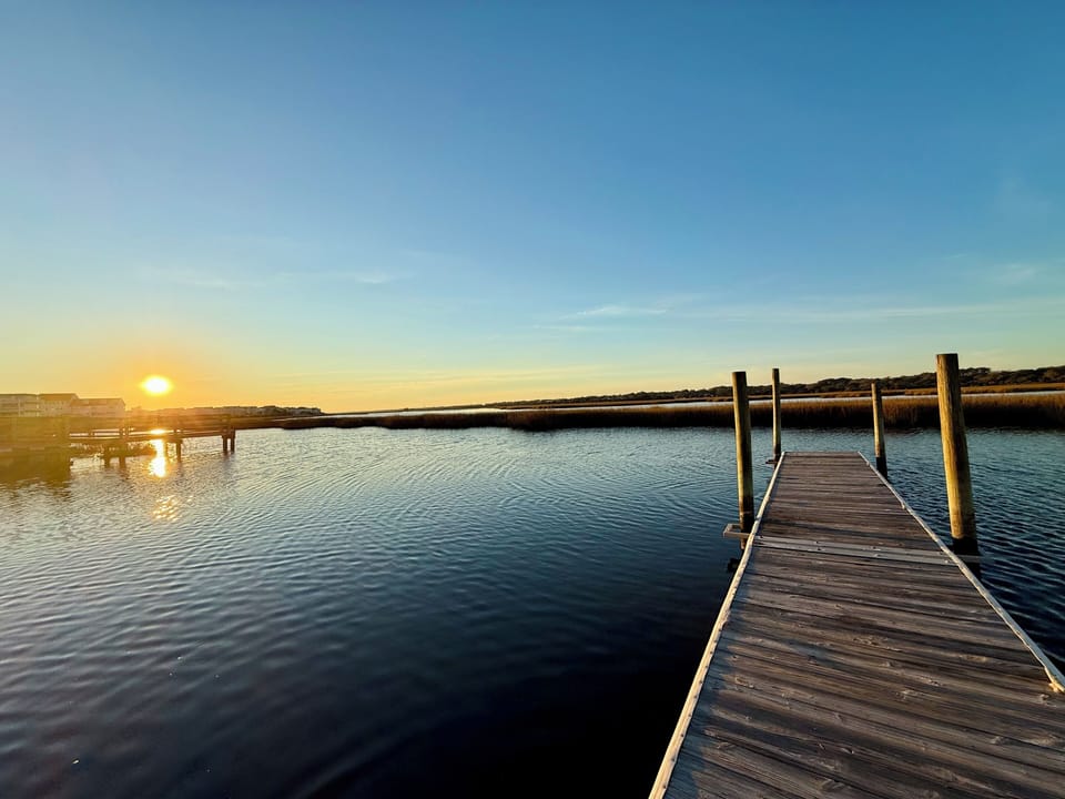 Private dock and boardwalk overlooking the waterway 