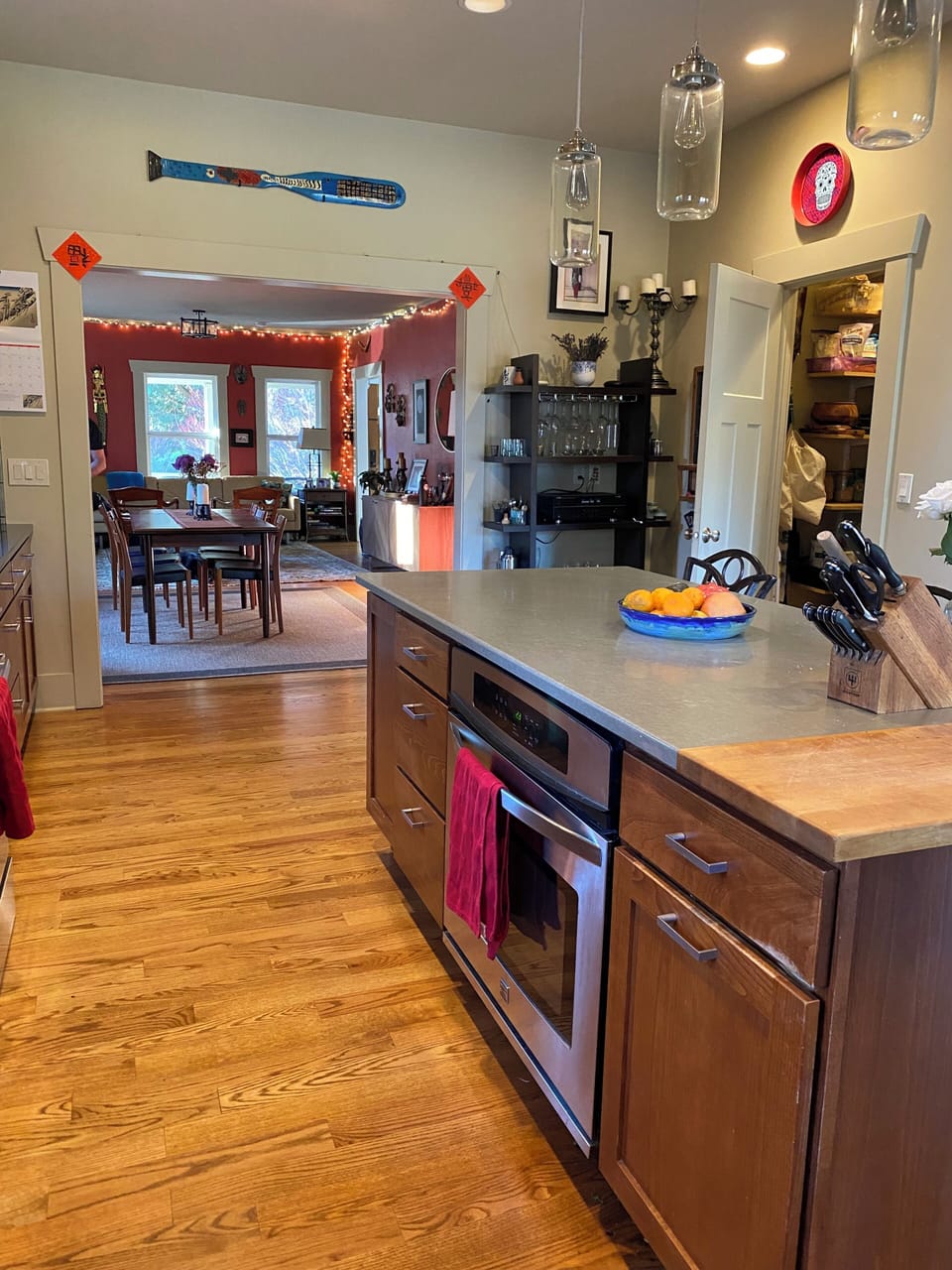 View from kitchen into living room