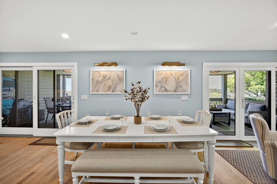 Dining table with bench seating