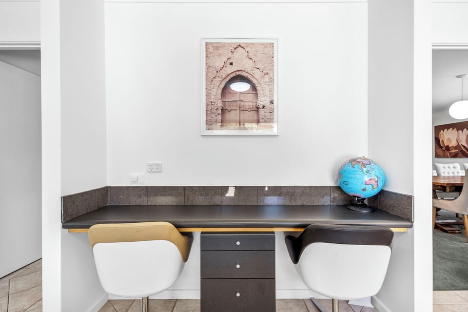 Study nook in the kitchen area for those who need to get a bit of work done during their stay