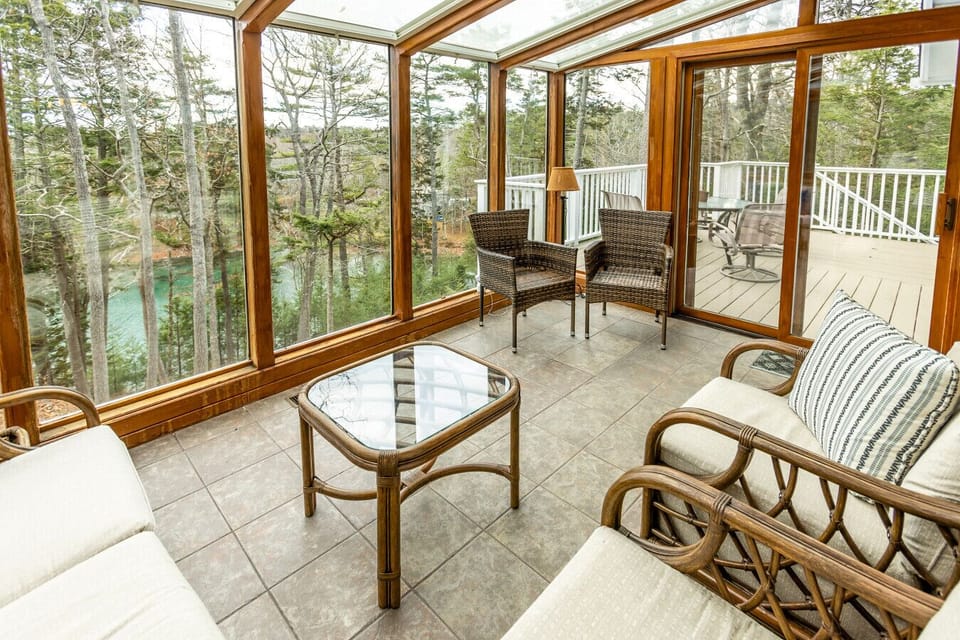 Beautiful sunroom with ocean views - the perfect spot to enjoy a morning cup of coffee