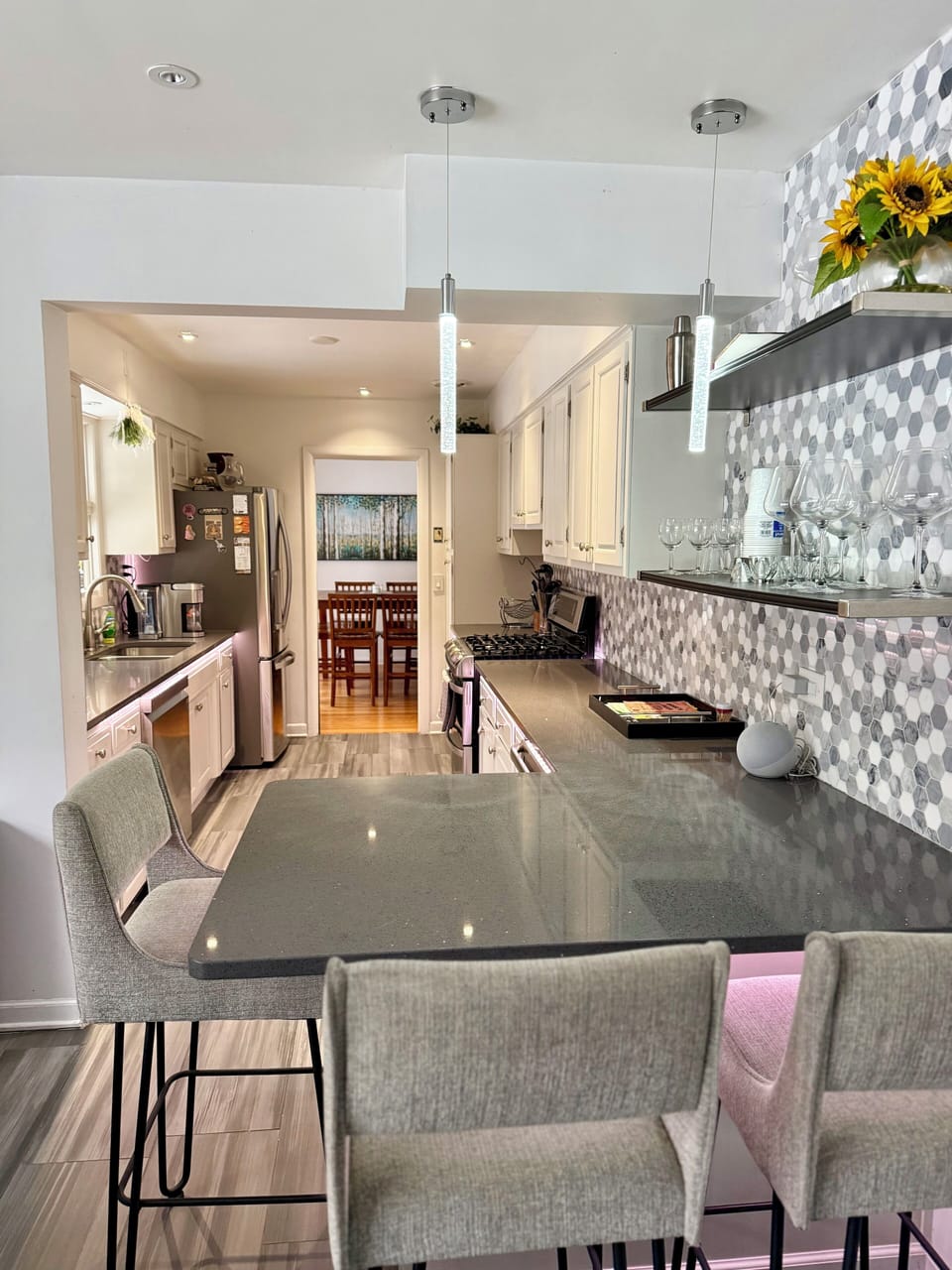 Modern Kitchen with LED lights, just say, “Alexa turn on kitchen”