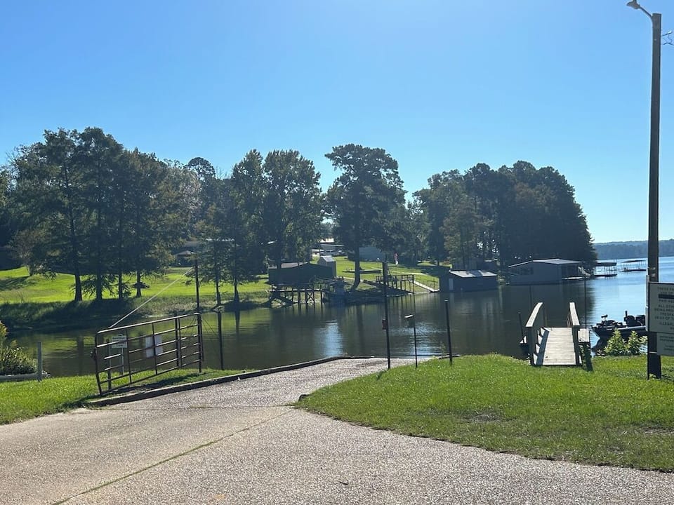 Boat launch located with in neighborhood.