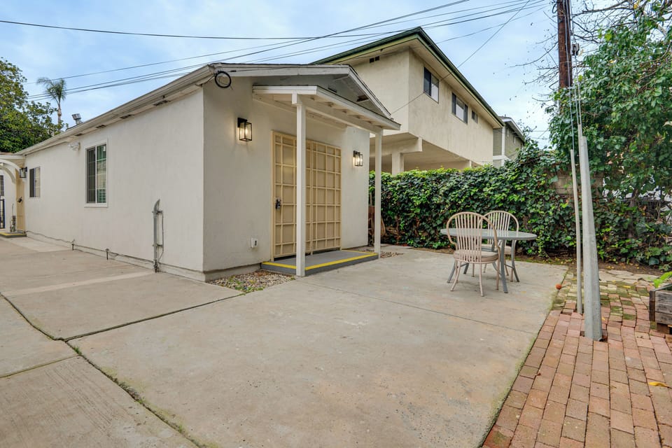 Exterior | Shared Backyard & Patio | 5 Mi to Santa Monica Pier