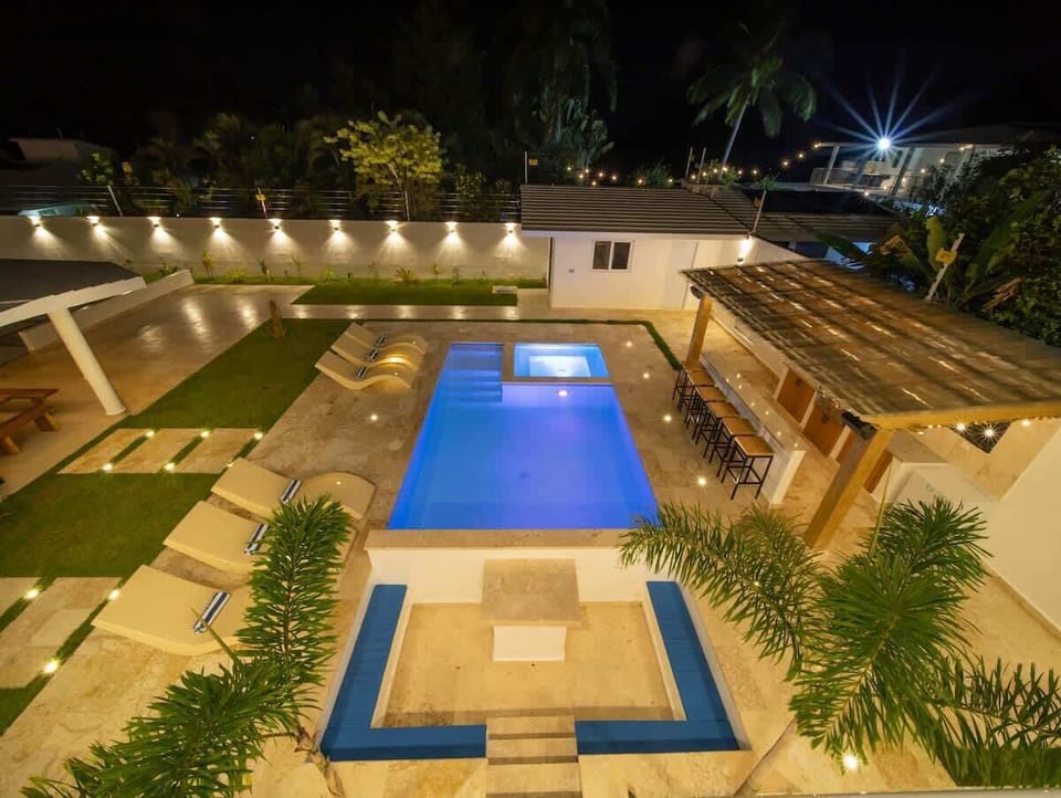 VIEW OF POOL AREA FROM THE SECOND FLOOR (NIGHT TIME)