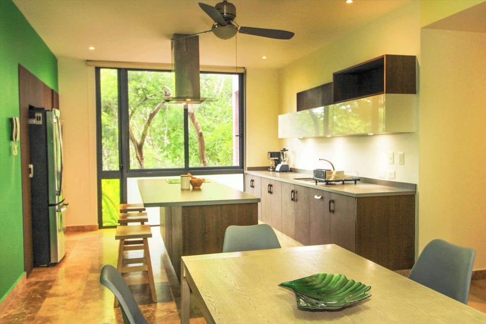Equipped kitchen and dining table 