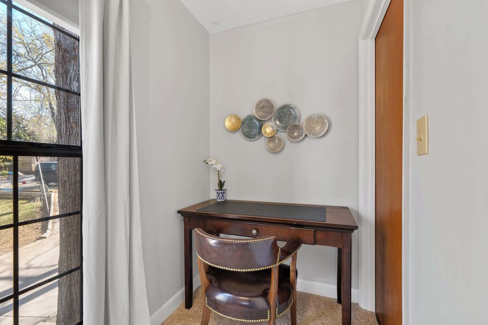 Workspace in primary bedroom