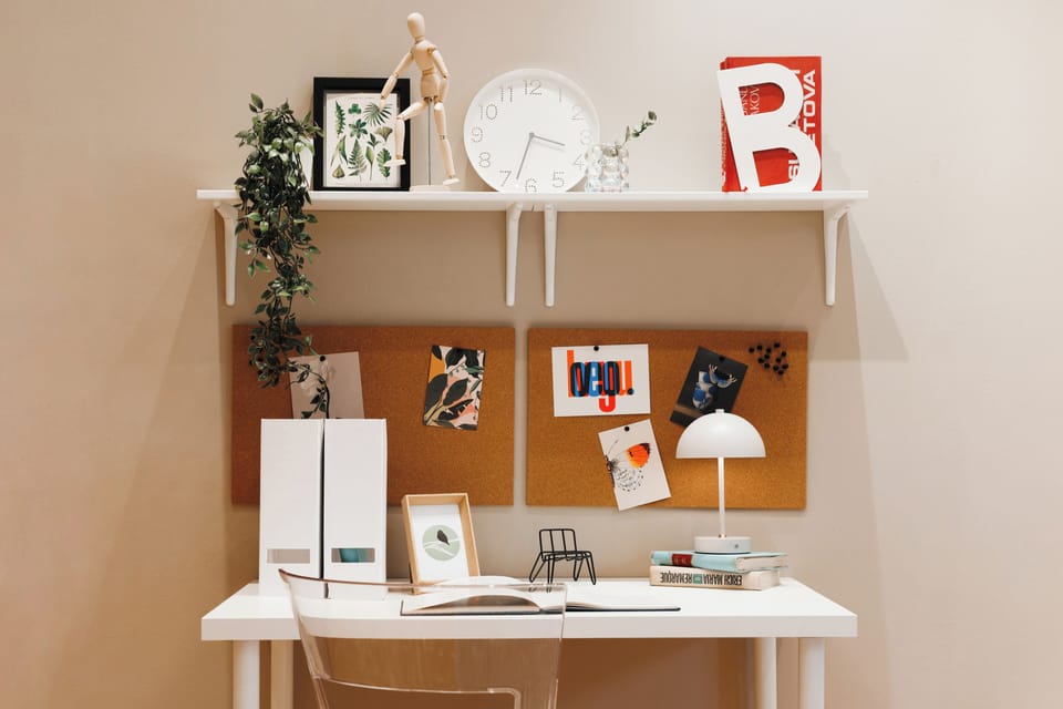 A comfortable work area in the bedroom, organized for productive work