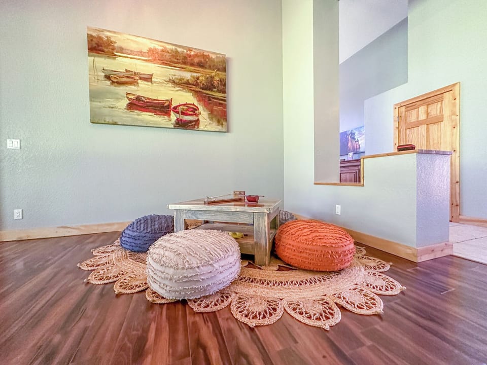 Kids and adults alike will love the cozy little game table in the corner of the living room.