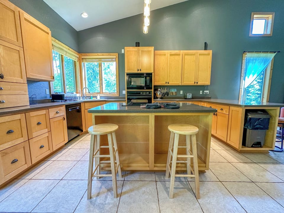 There is plenty of room for several cooks in this well-laid out kitchen.