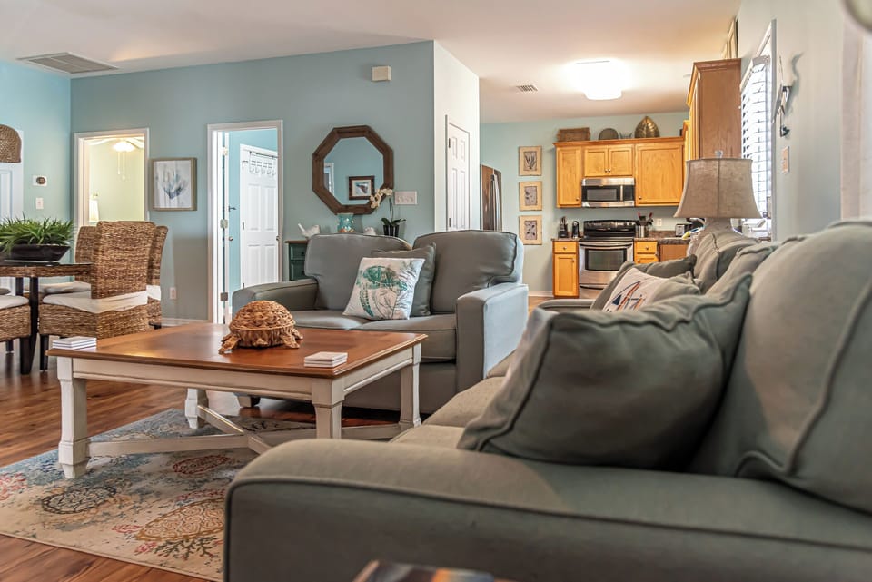 Living room and kitchen