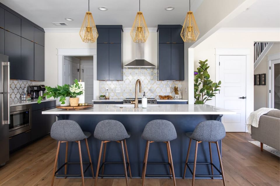 Modern kitchen with large island seating