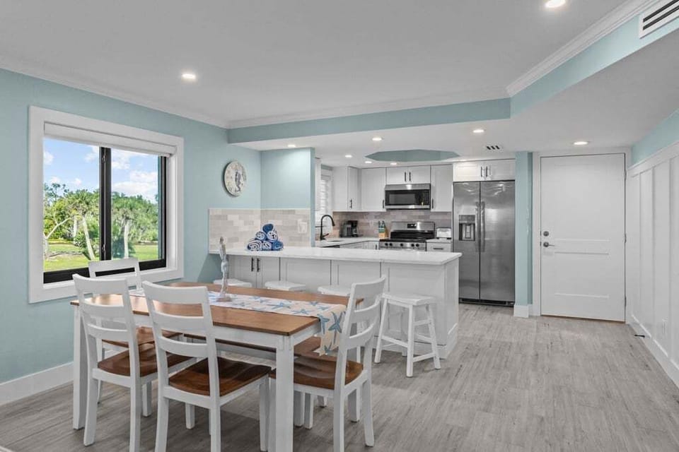 Open dining and kitchen