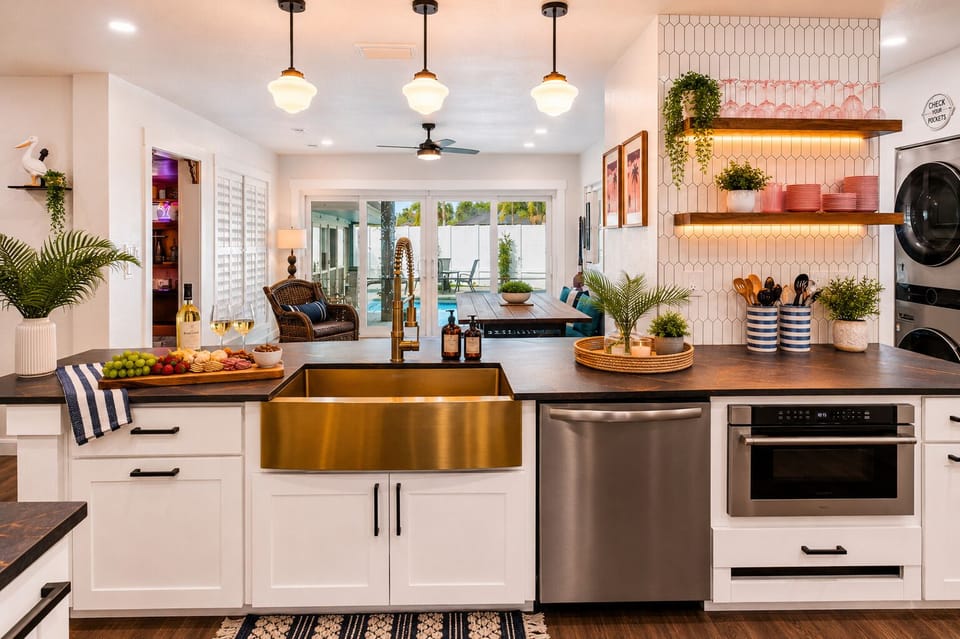 Fully stocked chef's kitchen designed for family meals and entertaining