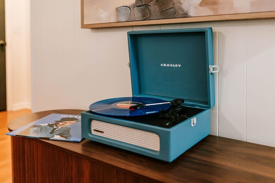 Vintage record player vibes for relaxed moments and stylish ambiance.