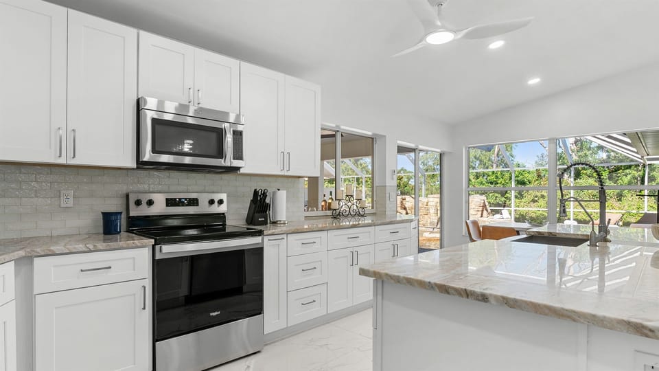Full kitchen with stainless appliances and tons of natural light