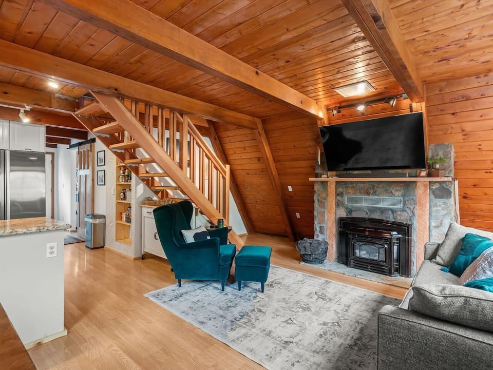 Warm up after the slopes with a fire and a quiet evening in.