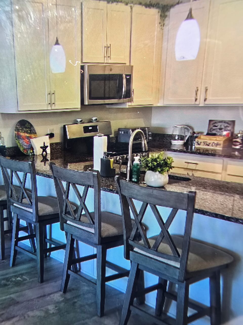 kitchen with coffee/tea/hot chocolate area