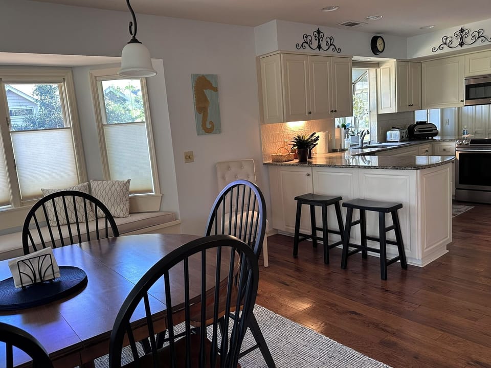 Kitchen is small but functional. 