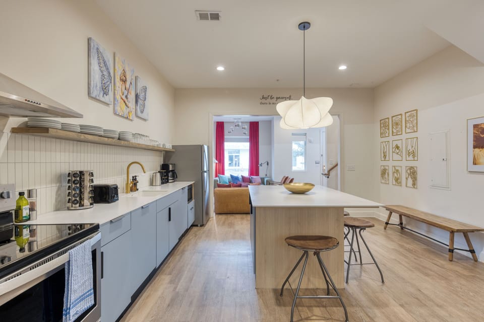Heart of the home for meals, games, and chats.