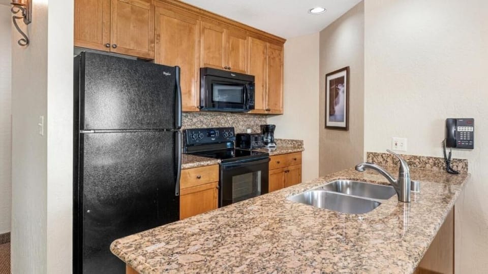 Prepare quick meals with full-size appliances and double sink
