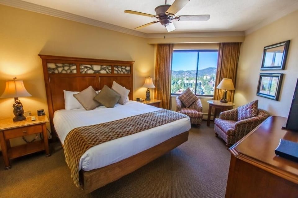 Stretch out in a warm, spacious room with scenic outlook.