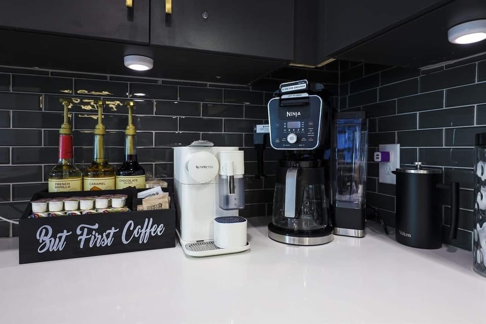 Fully stocked coffee bar