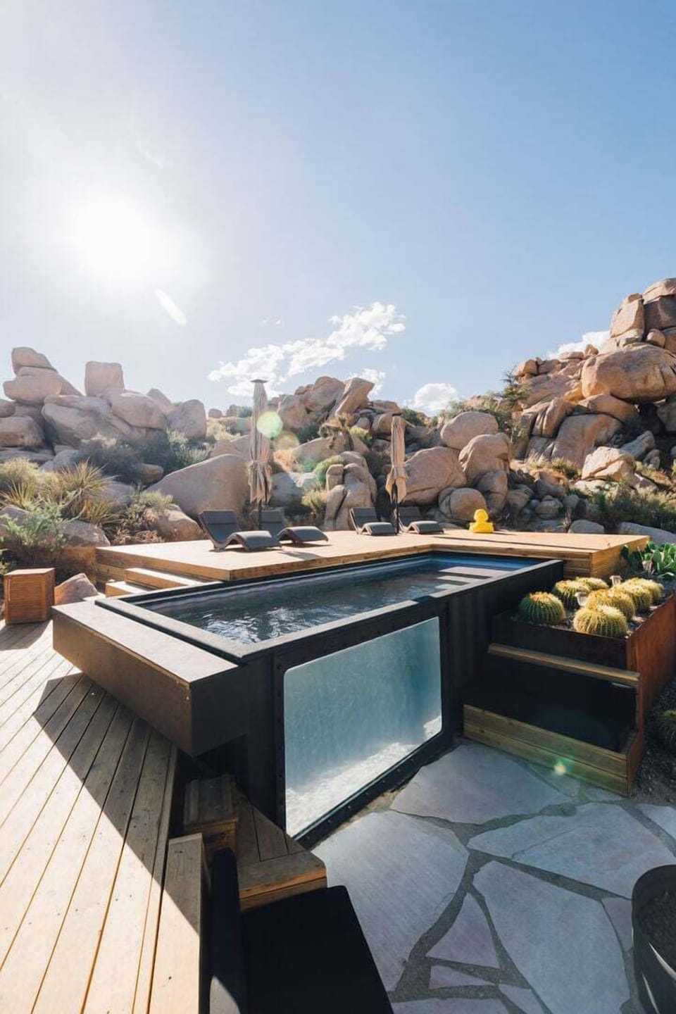 Swim in the boulders.