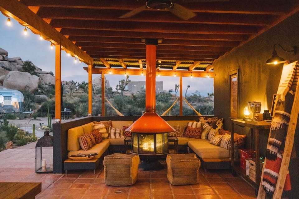 One of many fireplaces.
