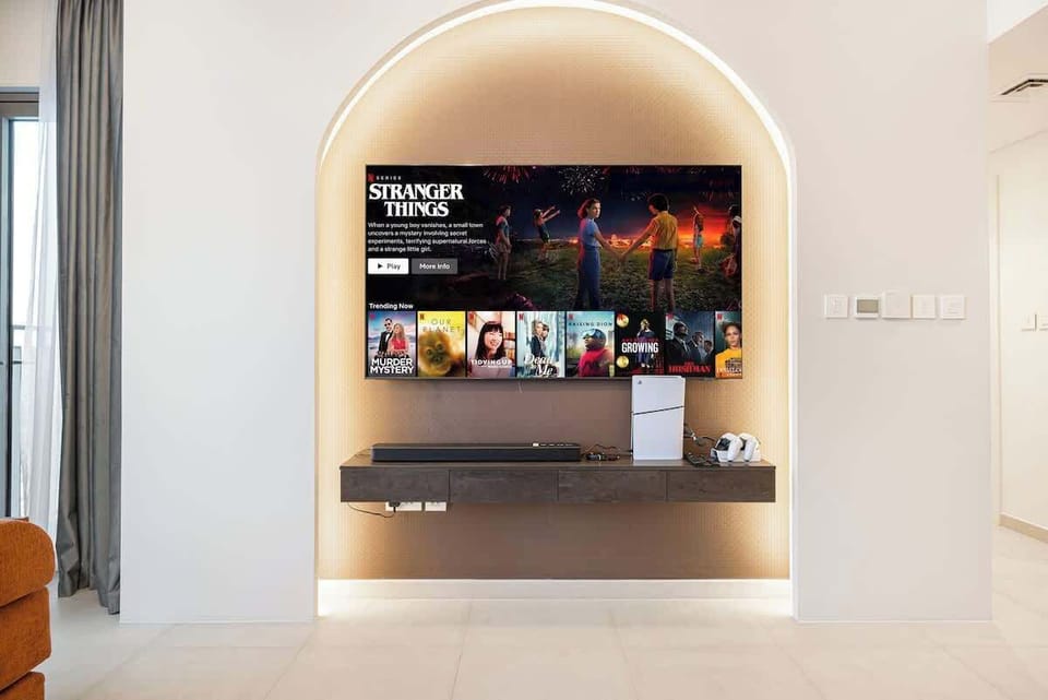HD TV, and PS5 for endless streaming and gaming