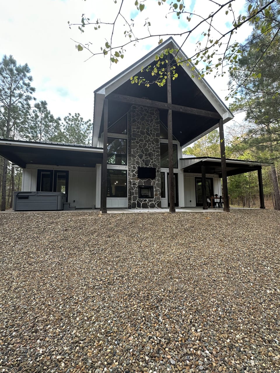 Back of cabin showing porch area