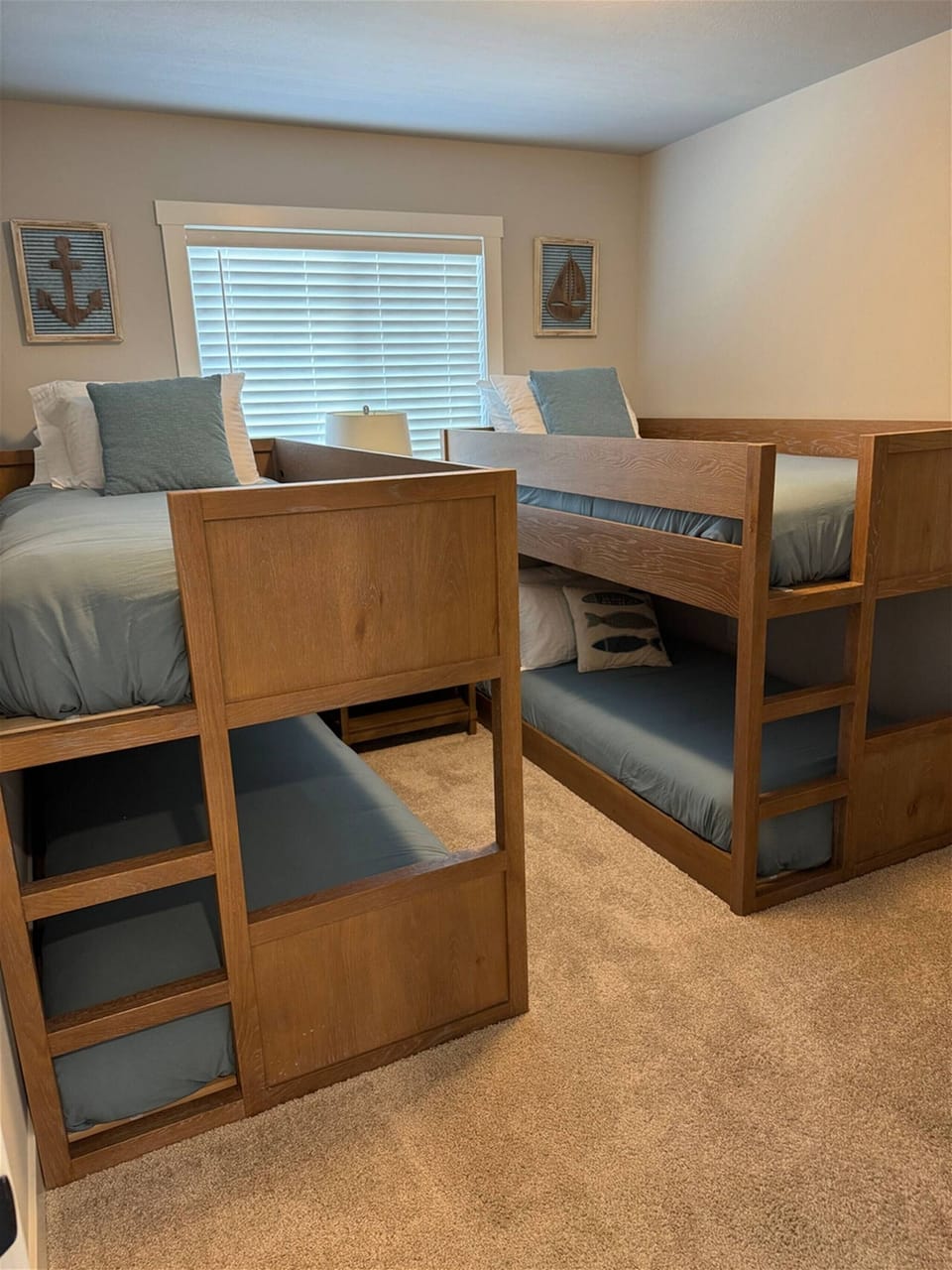 Bunk room with two sturdy wooden bunks – perfect for kids or extra guests.